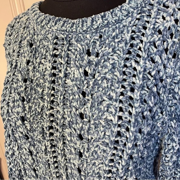 Soft Surroundings Windsor park chenille sweater Ocean blue colors size M - Picture 2 of 7